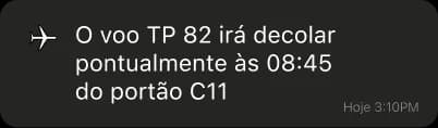 Notificação de voo atualizada
